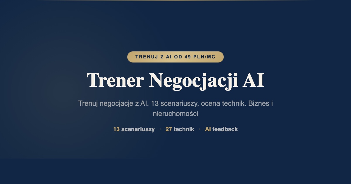Trener Negocjacji – ekran wyboru scenariuszy